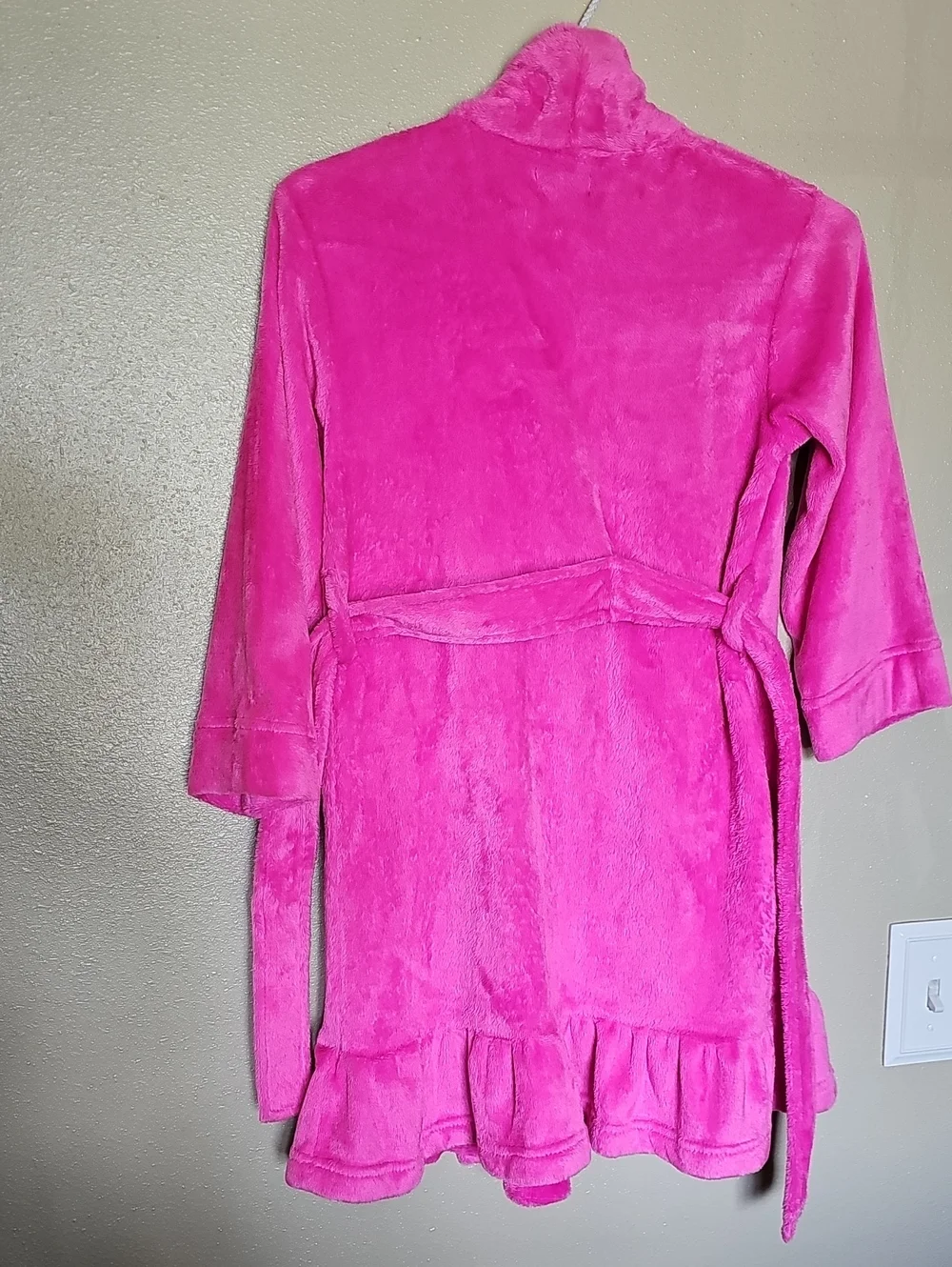 Komar Kids Bright Pink & Heart Pockets Girls Bath Robe Size 6/6X